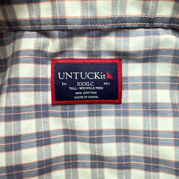 UNTUCKit Shirt Mens‎ XXXL Tall Classic Fit Button up Marc Plaid Blue Casual - Picture 2 of 10